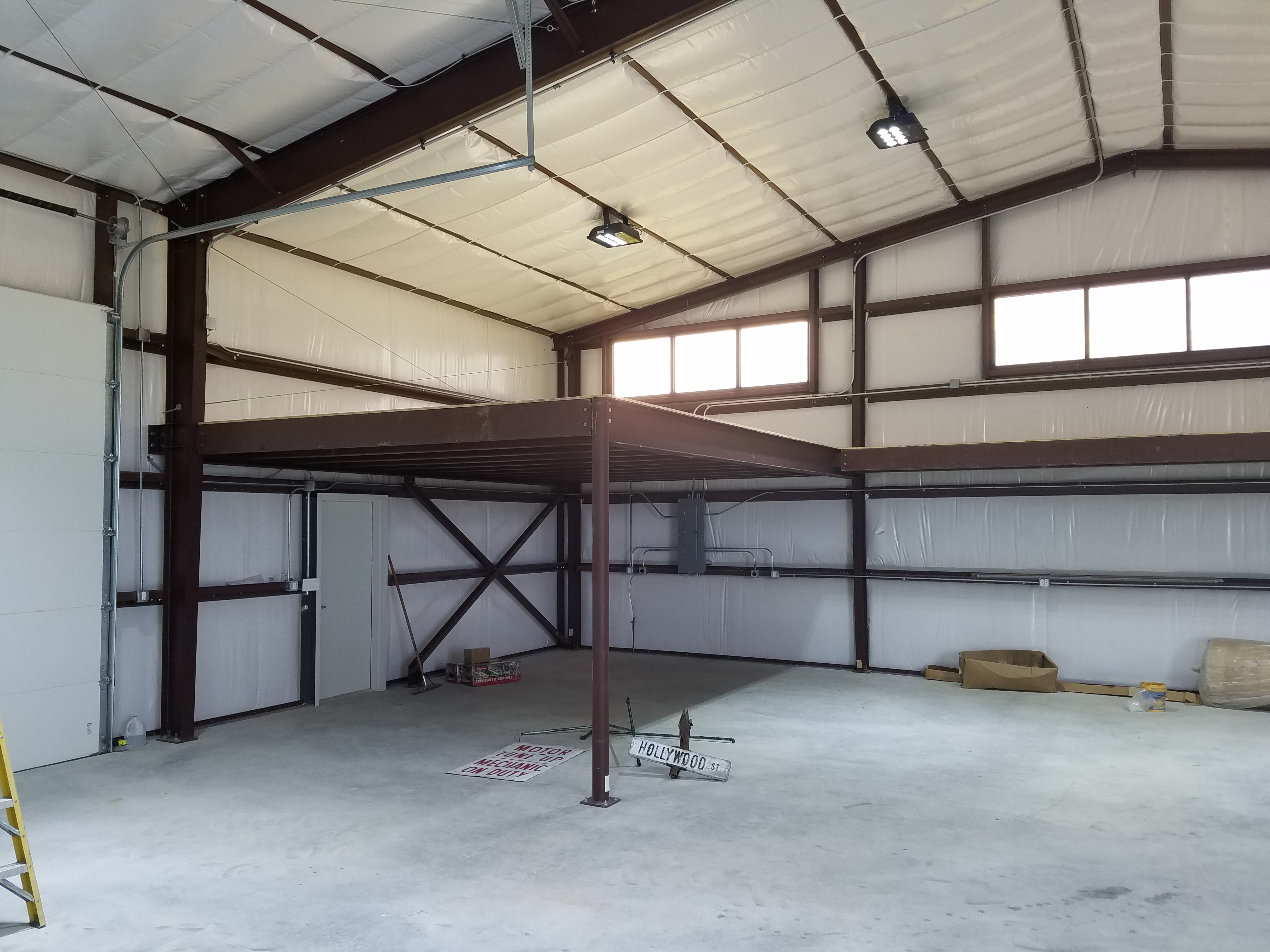 Interior of residential shop with mezzanine in Heath, Texas