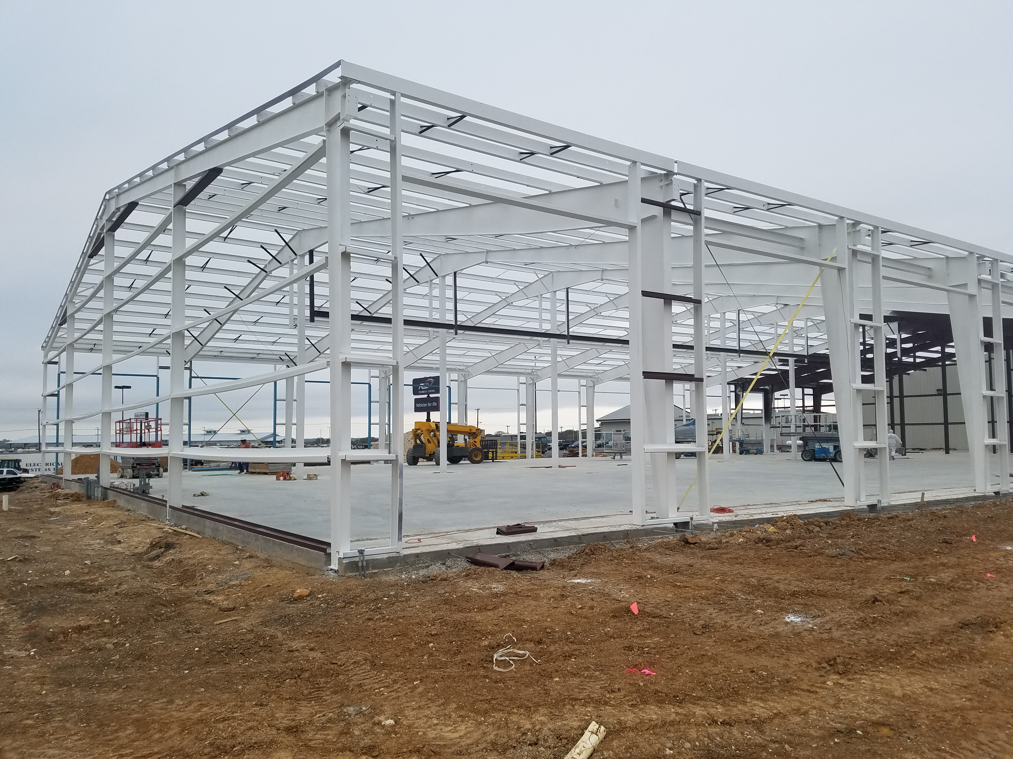 RV facility steel frame in Alvarado, Texas, during construction