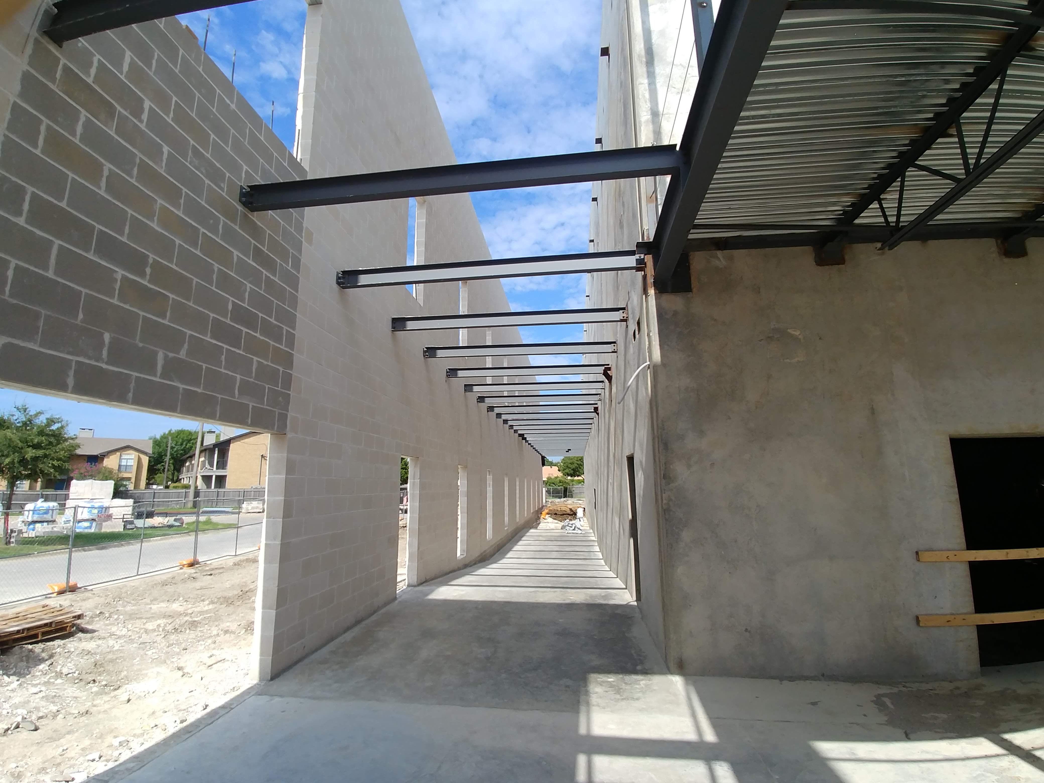 Covered passage at the Church of God during construction