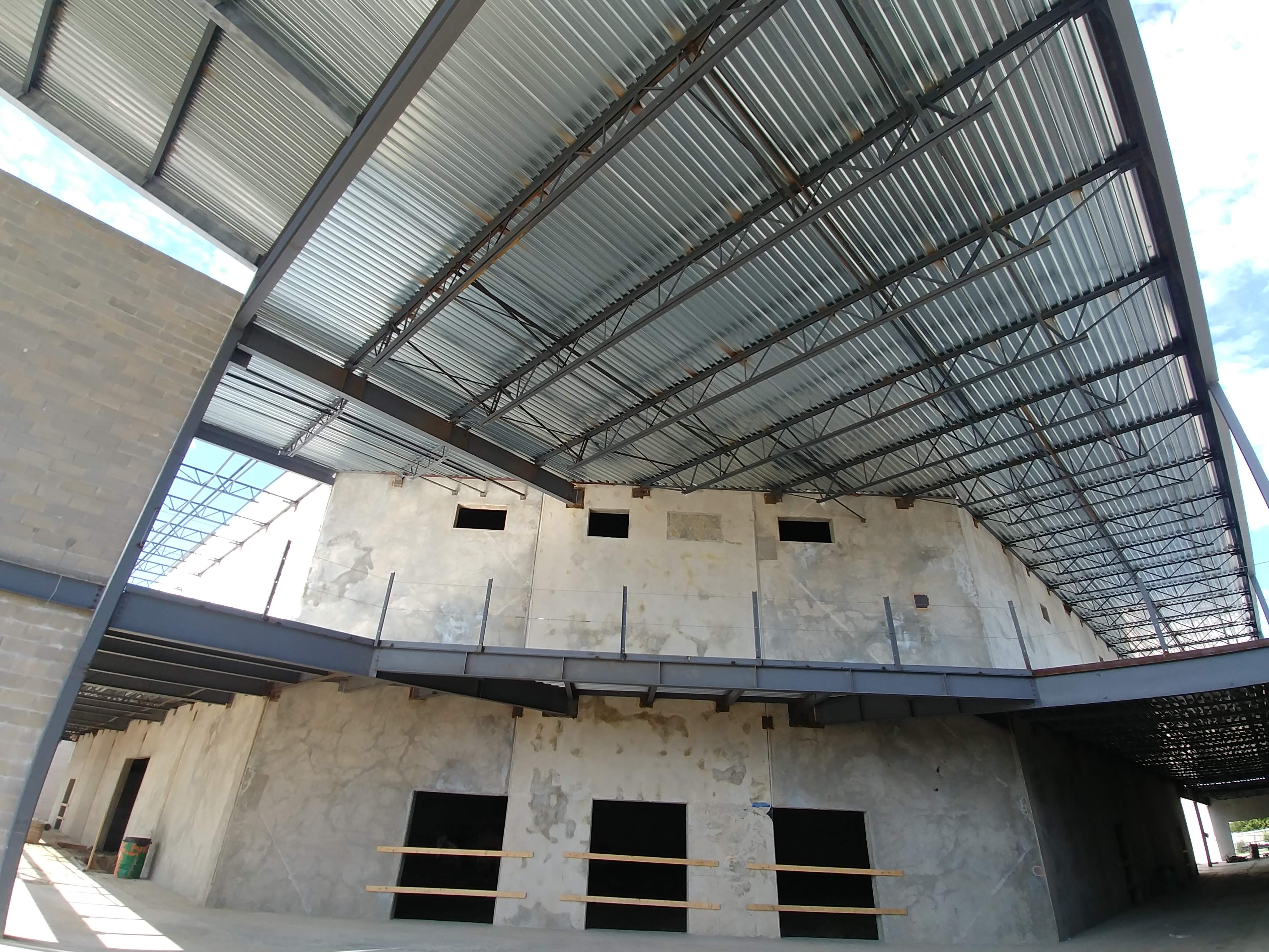 Church of God roof framing above the interior courtyard