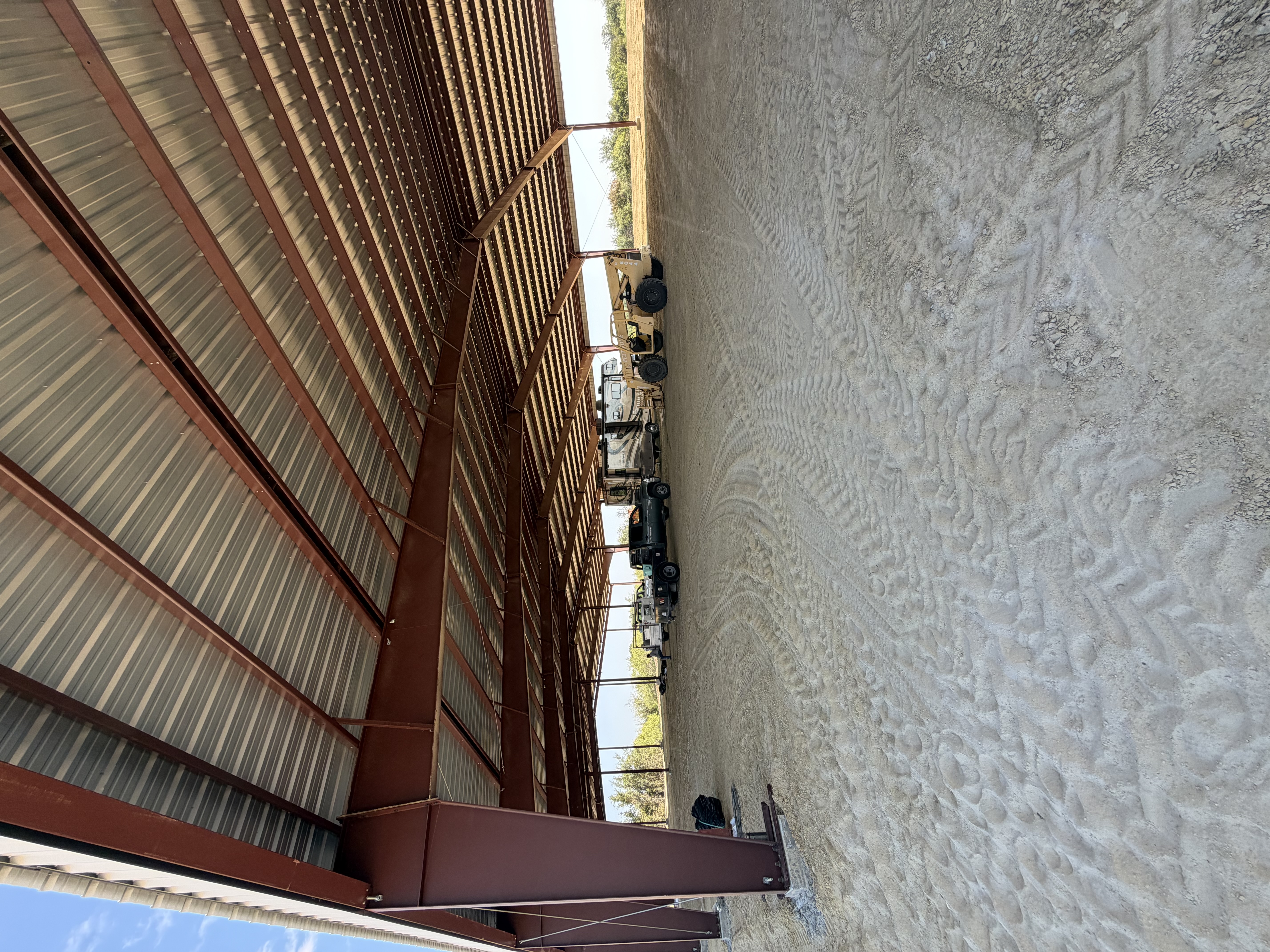 Interior view of the horse riding arena roof and steel framing
